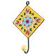Yellow Base Turquoise Sunflower Ceramic Tile Hook 
